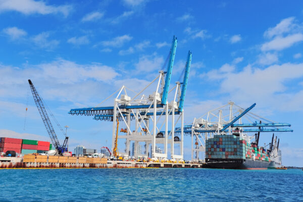 view from the ocean at the Port of Miami