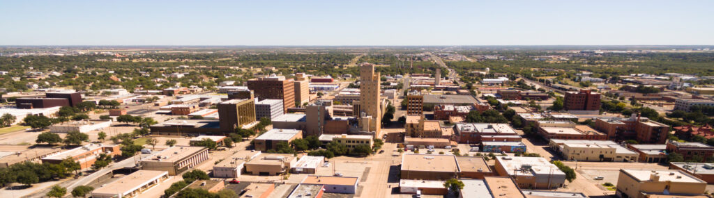 Lubbock Texas birds eye view of city