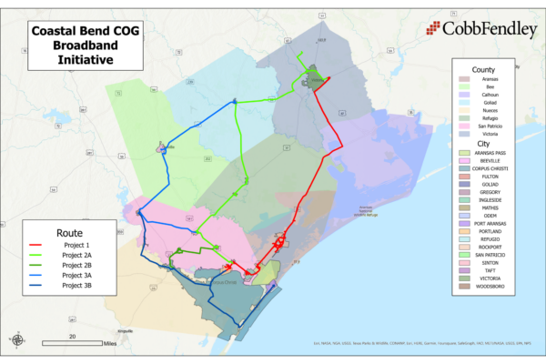 Aransas County - Coastal Bend COG Map of fiber placement